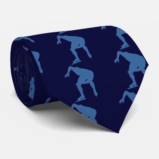 Speed Skater Silhouette Necktie Stropdas (Opgerold)