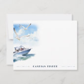 Speedboat Seagulls Waterverf Briefpapier Note Kaar Notitiekaartje (Voorkant)