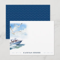 Speedboat Seagulls Waterverf Briefpapier Note Kaar