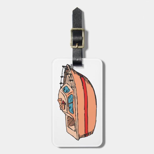 Speedboot Illustratie Leuk Nautische Boot Design Bagagelabel (Voorkant verticaal)