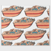 Speedboot Illustratie Leuk Nautische Boot Design Cadeaupapier (Vlak)