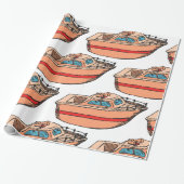 Speedboot Illustratie Leuk Nautische Boot Design Cadeaupapier (Uitgerold)