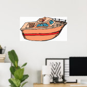 Speedboot Illustratie Leuk Nautische Boot Design Poster (Thuiskantoor)