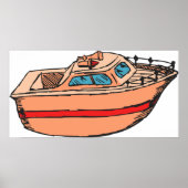 Speedboot Illustratie Leuk Nautische Boot Design Poster (Voorkant)