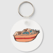 Speedboot Illustratie Leuk Nautische Boot Design Sleutelhanger (Achterkant)
