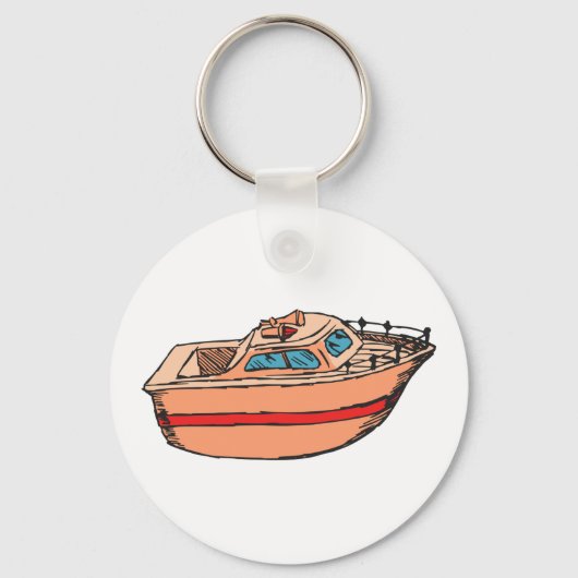 Speedboot Illustratie Leuk Nautische Boot Design Sleutelhanger (Achterkant)