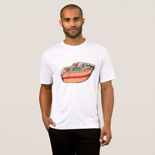 Speedboot Illustratie Leuk Nautische Boot Design T-shirt (Voorkant volledig)