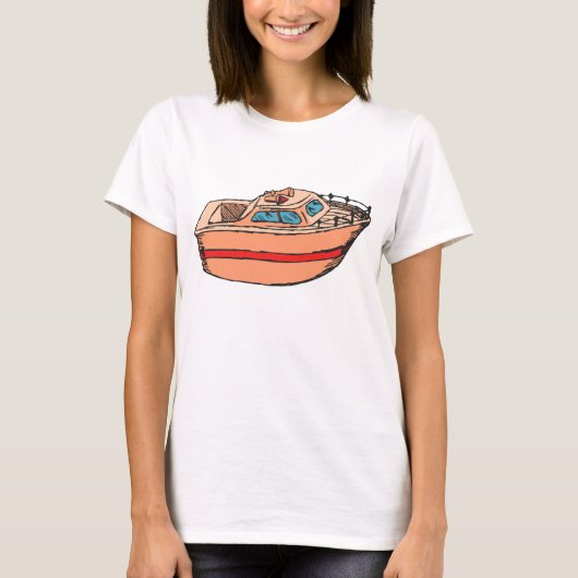 Speedboot Illustratie Leuk Nautische Boot Design T-shirt (Voorkant)