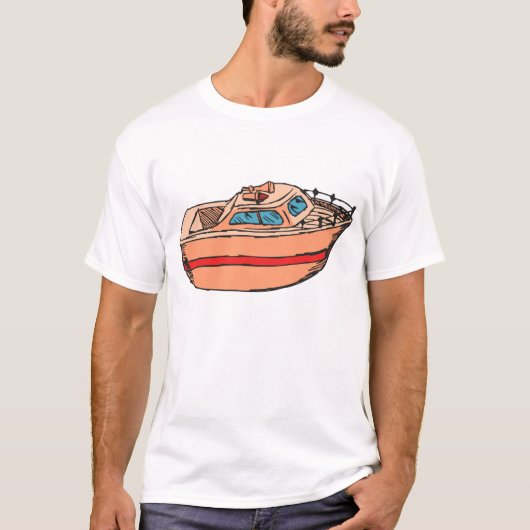 Speedboot Illustratie Leuk Nautische Boot Design T-shirt (Voorkant)