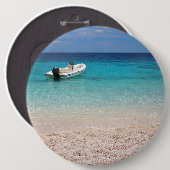 Speedboot in de blauwe knop van het zee ronde button 6,0 cm (Voorkant /achterkant)