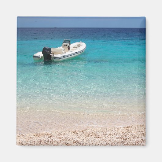 Speedboot in de blauwe zeeen magneet (Voorkant)