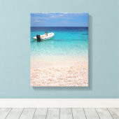 Speedboot in het blauw zee canvas print (Insitu (Houten vloer))