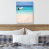 Speedboot in het blauw zee canvas print (Insitu (Slaapkamer))