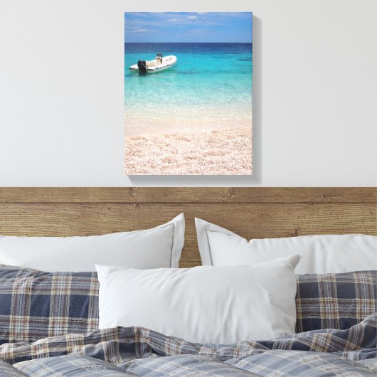 Speedboot in het blauw zee canvas print (Insitu (Slaapkamer))