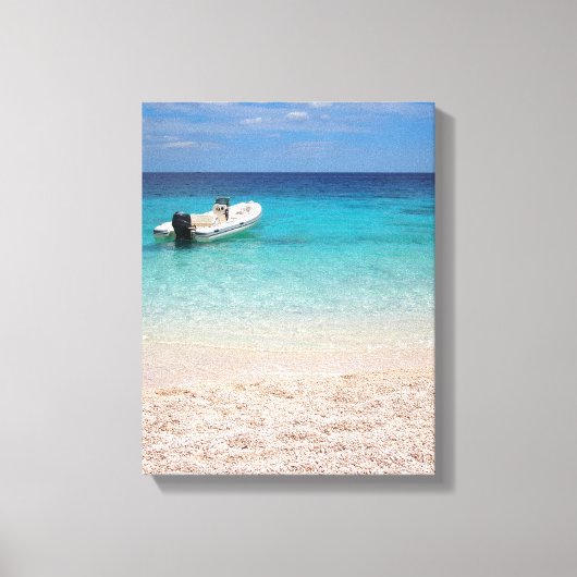 Speedboot in het blauw zee canvas print (Voorkant)