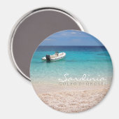 Speedboot in het blauw zee ronde tekstmagneet magneet (Voorkant / Achterkant)