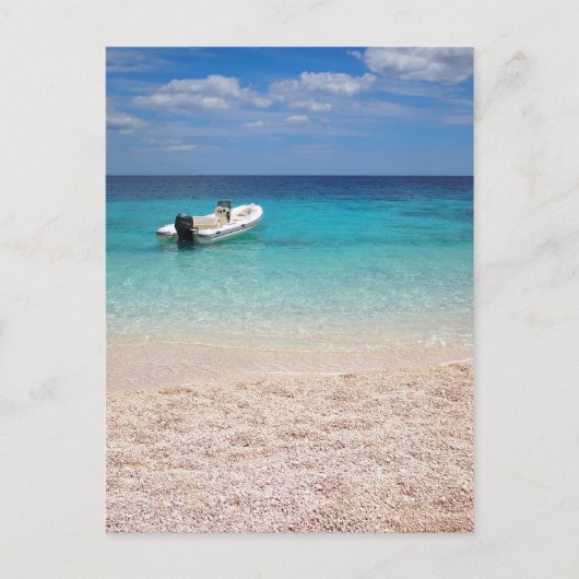 Speedboot in het blauwe zee briefkaart (Voorkant)