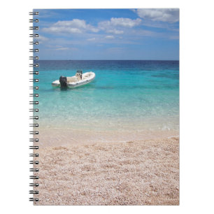 Speedboot in het blauwe zee notebook notitieboek