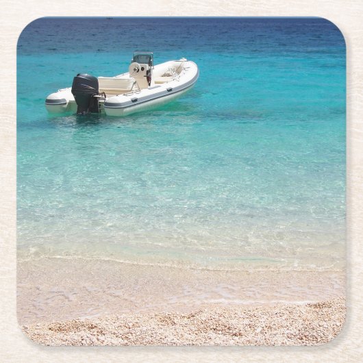 Speedboot in het blauwe zee onderzetter (Voorkant)