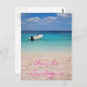 Speedboot in het blauwe zee op het Sardijnse brief Briefkaart (Voorkant / Achterkant)