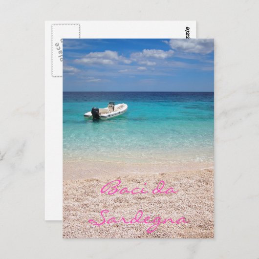 Speedboot in het blauwe zee op het Sardijnse brief Briefkaart (Voorkant / Achterkant)