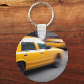 Speedende gele NY City Taxi Cab with Motion Blur Sleutelhanger (Voorkant)
