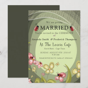 Speedful Green & Lady-bird Wedding Kaart
