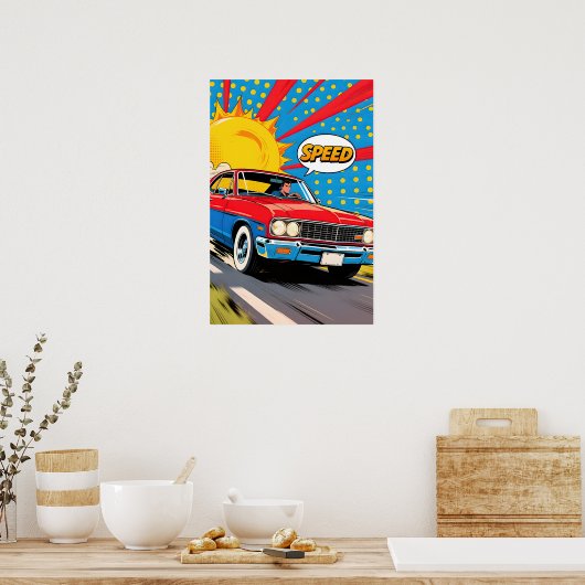 Speeding Car Pop Art Poster (Keuken)