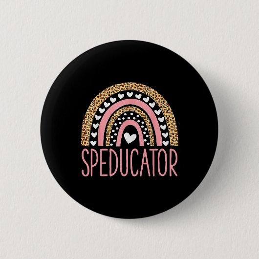 Speedleraar - Speducator Heart - Speducator Rainb Ronde Button 5,7 Cm (Voorkant)