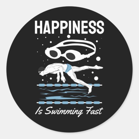 Speedo Swimmer - Geluk zwemt snel Ronde Sticker (Voorkant)