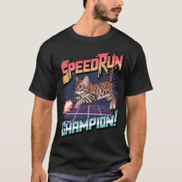 Speedrun Champion - Bengaalse Cat Pixel Art T-shirt