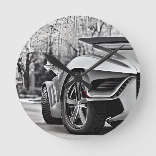 Speedway Elegance: Klassieke auto liefhebber Wall  Ronde Klok (Voorkant)