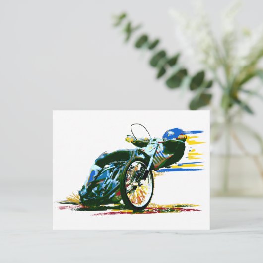 Speedway Motorcycle Racer Painting Briefkaart (Staand voorkant)