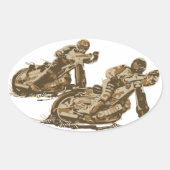 Speedway Motorcycle Racers Ovale Sticker (Voorkant)