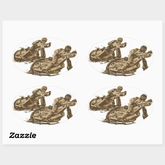Speedway Motorcycle Racers Ovale Sticker (Vel)
