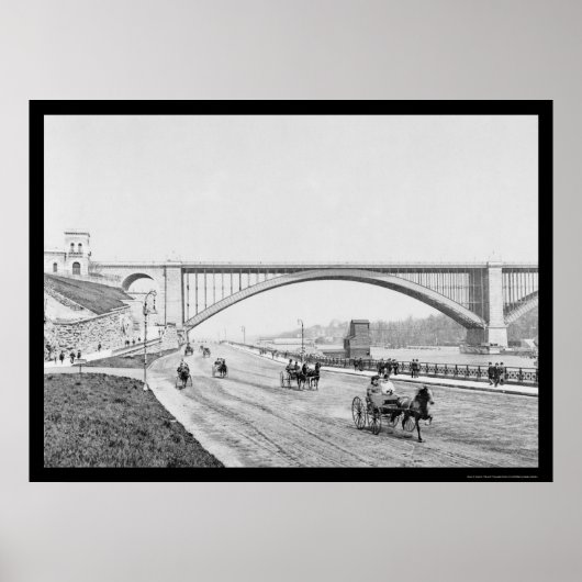 Speedway Washington Bridge Harlem River 1905 Poster (Voorkant)
