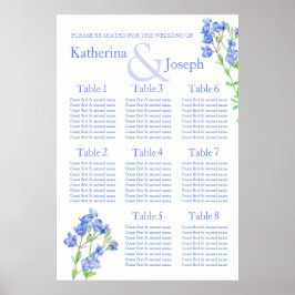 Speedwell Blue Wedding Seating Table Planner 1-8 Poster