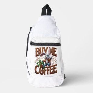 Speedy Bunny Races Schildpad Koop mij een koffie Sling Bag