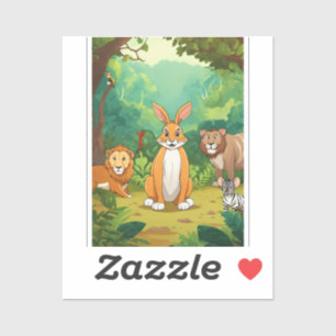 Speedy Rabbit's Oerwoud Showdown - Cartoon Animal Sticker