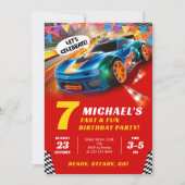 Speedy Race Auto Verjaardagsviering Kaart (Voorkant)
