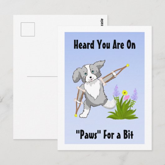 Speedy Recovery Collie op krukken Briefkaart (Voorkant / Achterkant)