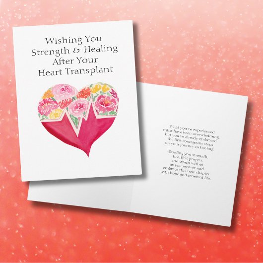 Speedy Recovery from Heart Transplant Heart Flower Kaart
