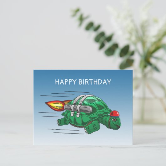 Speedy Rocket Turtle Briefkaart (Staand voorkant)