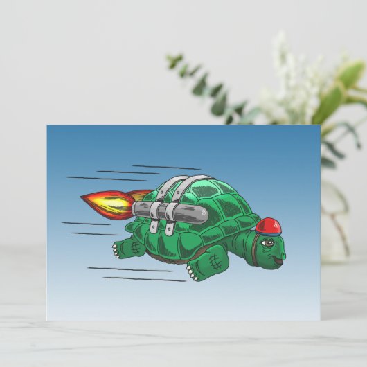 Speedy Rocket Turtle Kaart (Staand voorkant)