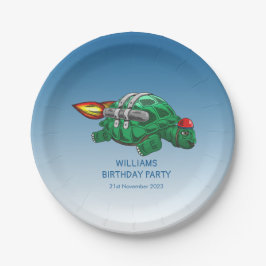 Speedy Rocket Turtle Verjaardag Papieren Bordje