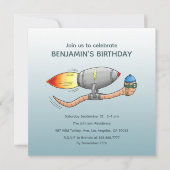 Speedy Rocket Worm Uitnodiging voor verjaardag (Voorkant)