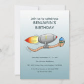 Speedy Rocket Worm Uitnodiging voor verjaardag (Voorkant)