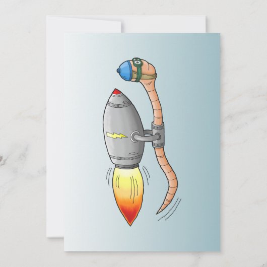 Speedy Rocket Worm Uitnodiging voor verjaardag (Achterkant)