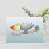 Speedy Rocket Worm Verjaardag Kaart (Staand voorkant)