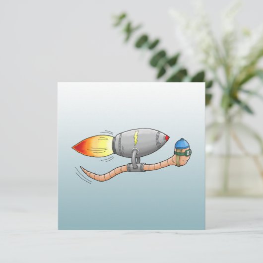 Speedy Rocket Worm Verjaardag Kaart (Staand voorkant)